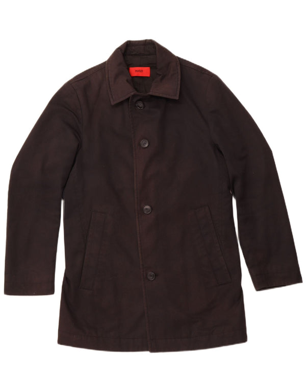 HUGO BOSS Mens Windbreaker Coat IT 48 Medium Black Polyester