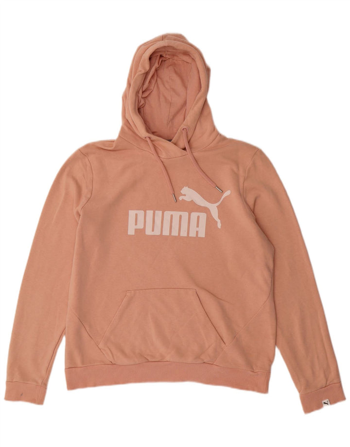 PUMA Womens Graphic Hoodie Jumper UK 14 Large Pink
