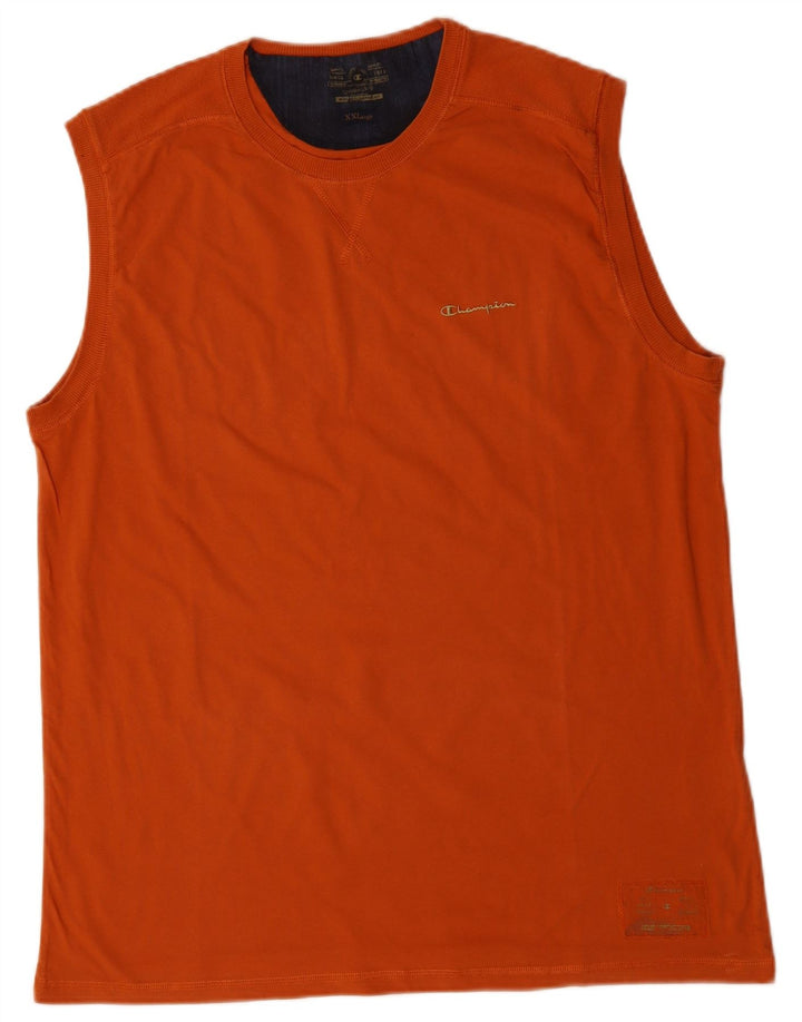 CHAMPION Mens Vest Top 2XL Orange Cotton
