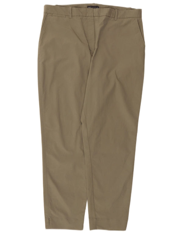 Marks & Spencer Womens Tapered Chino Trousers UK 18 XL W38 L29 Khaki Cotton