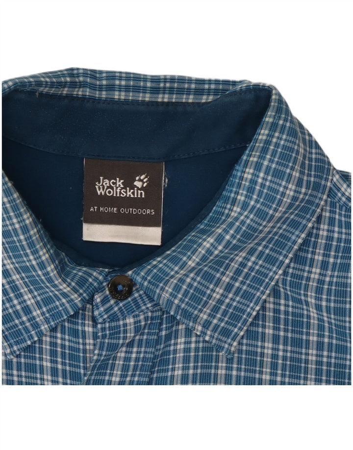 Jack Wolfskin Mens Flannel Shirt UK 36/38 Medium Blue Check
