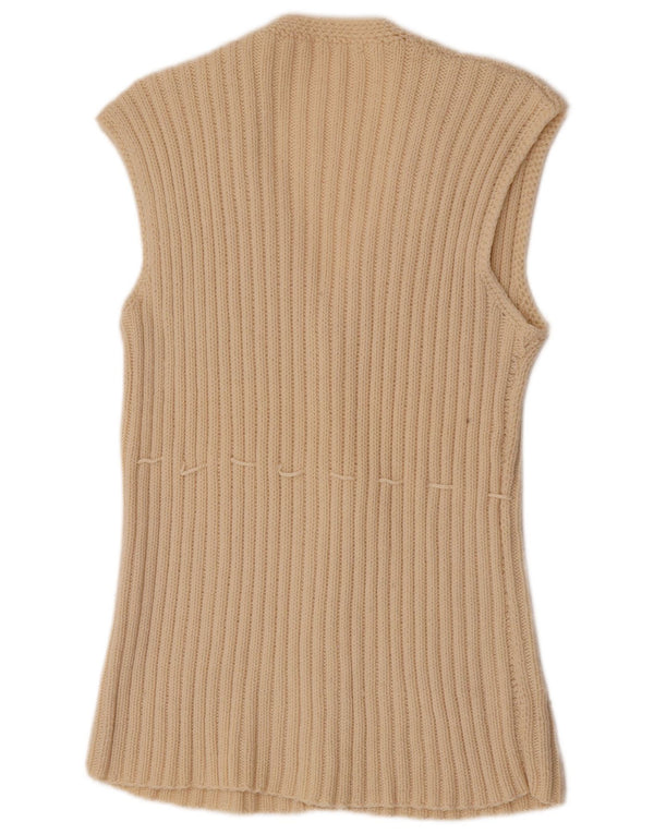 Vintage Womens Sleeveless Cardigan Sweater UK 14 Medium Off White