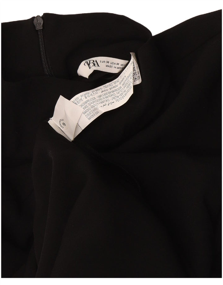 Zara Womens Long Sleeve Maxi Dress UK 12 Medium Black Polyester