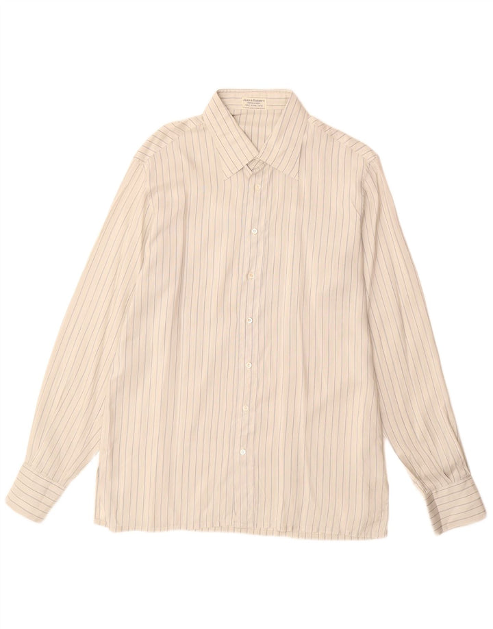 Vintage Mens Shirt Size 42 16 1/2 Large Grey Pinstripe Silk