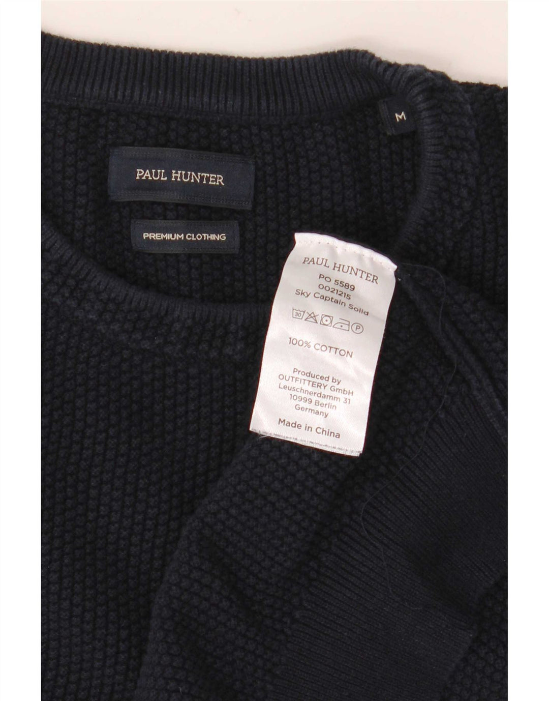 Vintage Mens Crew Neck Jumper Sweater Medium Navy Blue Cotton