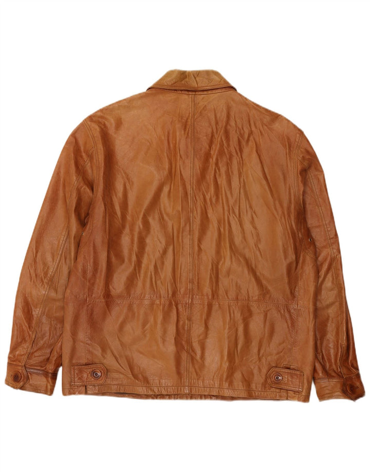 Vittorio Forti Mens Basic Leather Jacket IT 50 Large Brown Leather