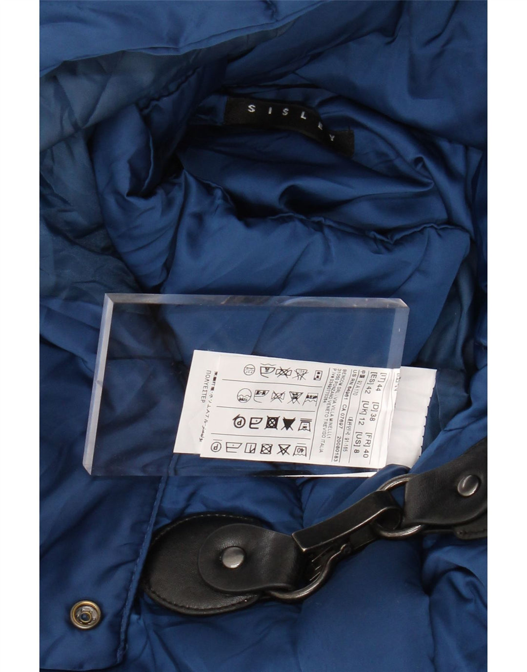 SISLEY Womens Hooded Padded Jacket UK 12 Medium Blue Polyester
