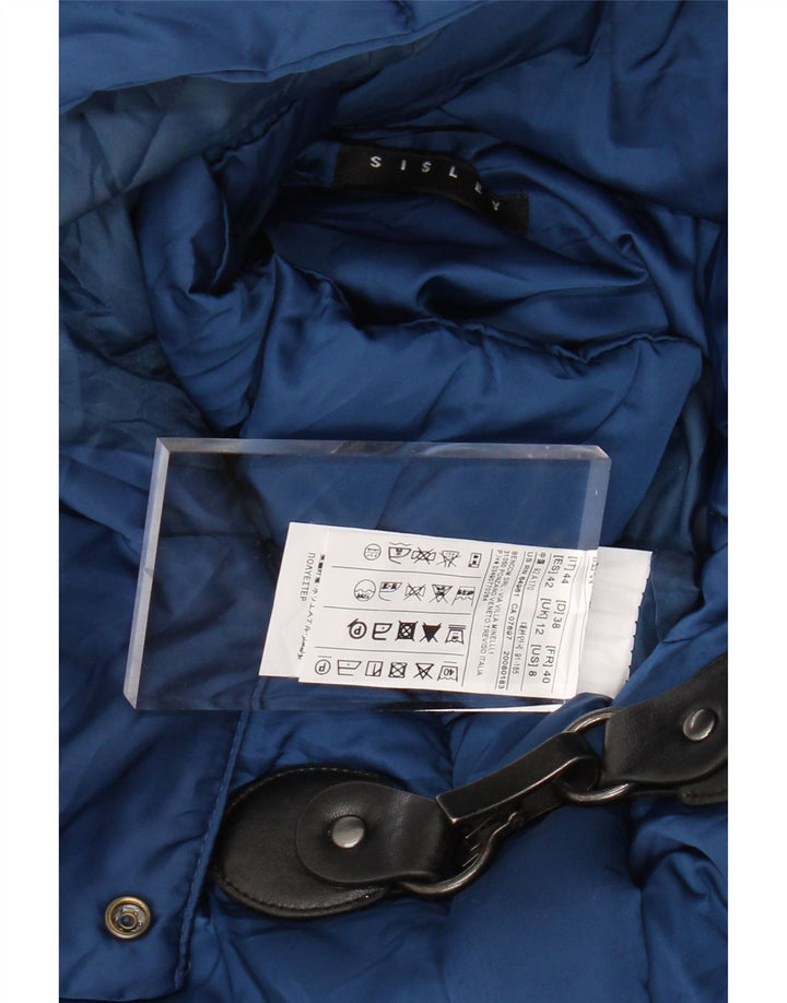 SISLEY Womens Hooded Padded Jacket UK 12 Medium Blue Polyester