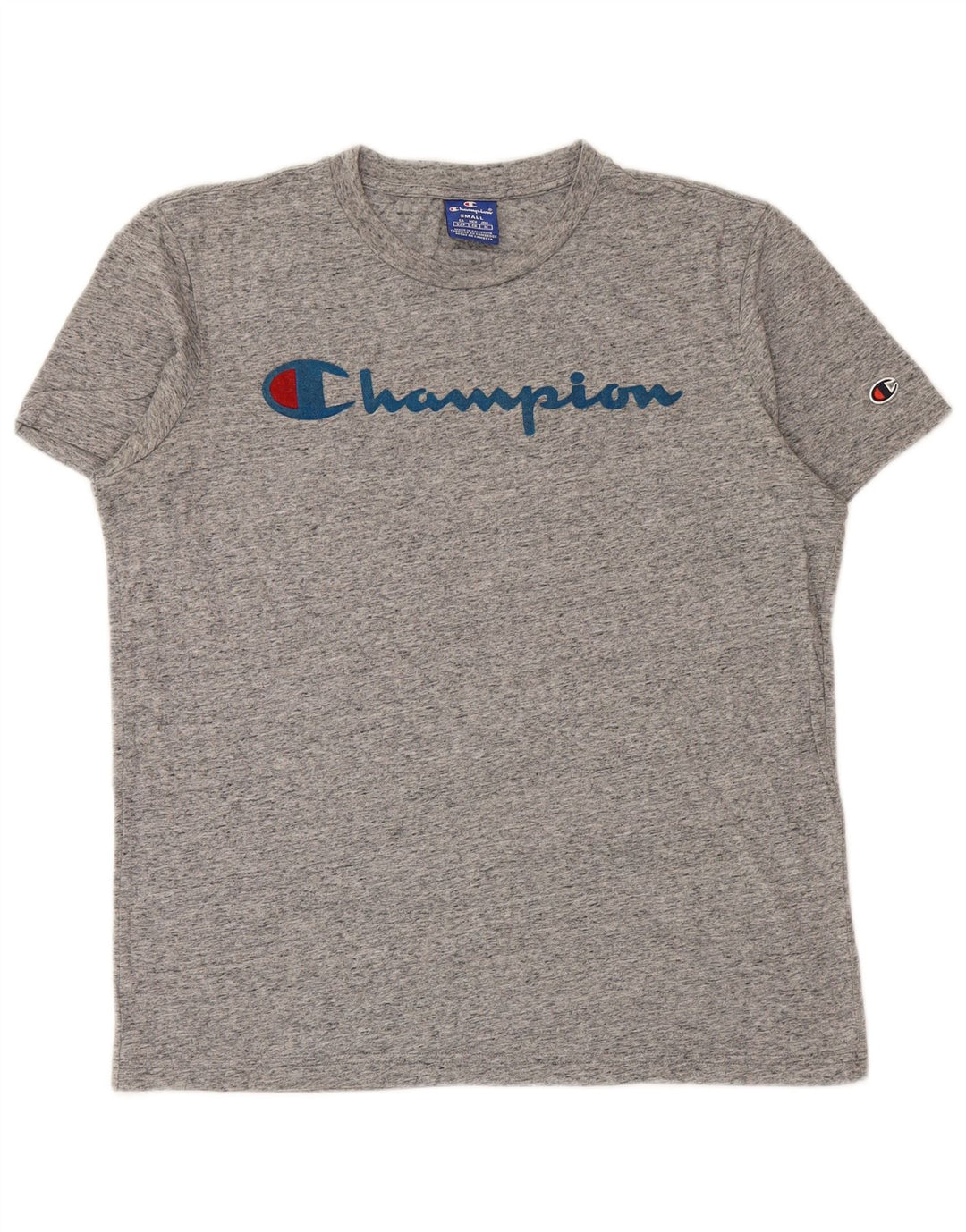 CHAMPION Mens Graphic T-Shirt Top Small Grey Flecked