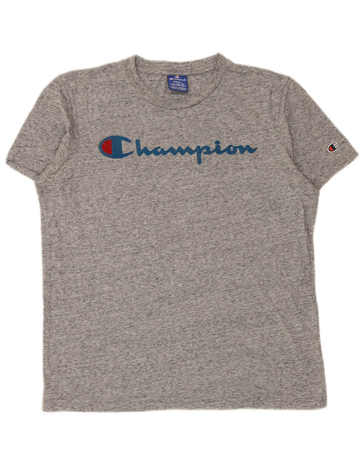 CHAMPION Mens Graphic T-Shirt Top Small Grey Flecked