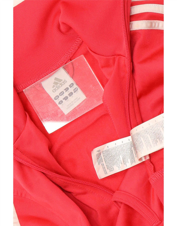 Adidas Womens Tracksuit Top Jacket UK 10 Small Red Polyester