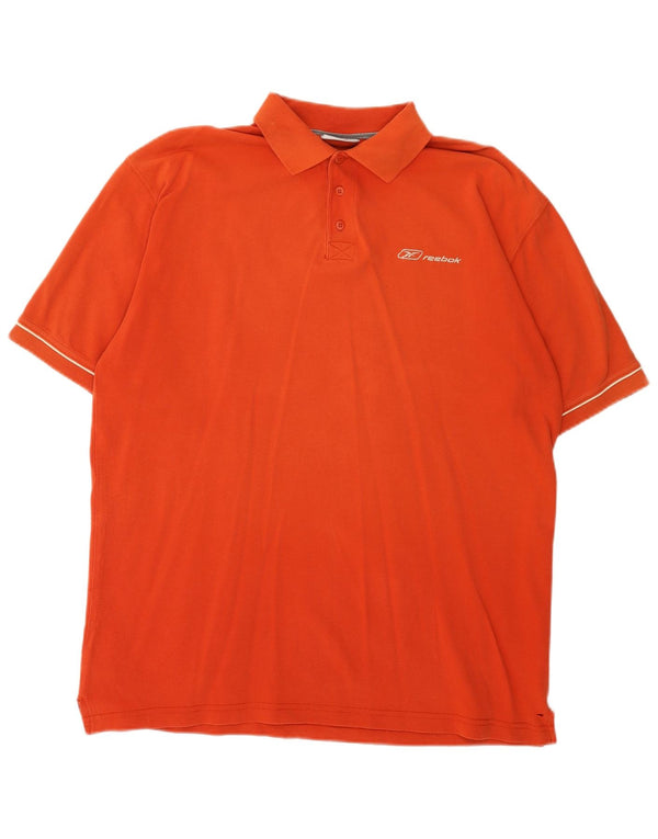 REEBOK Mens Polo Shirt XL Orange Cotton