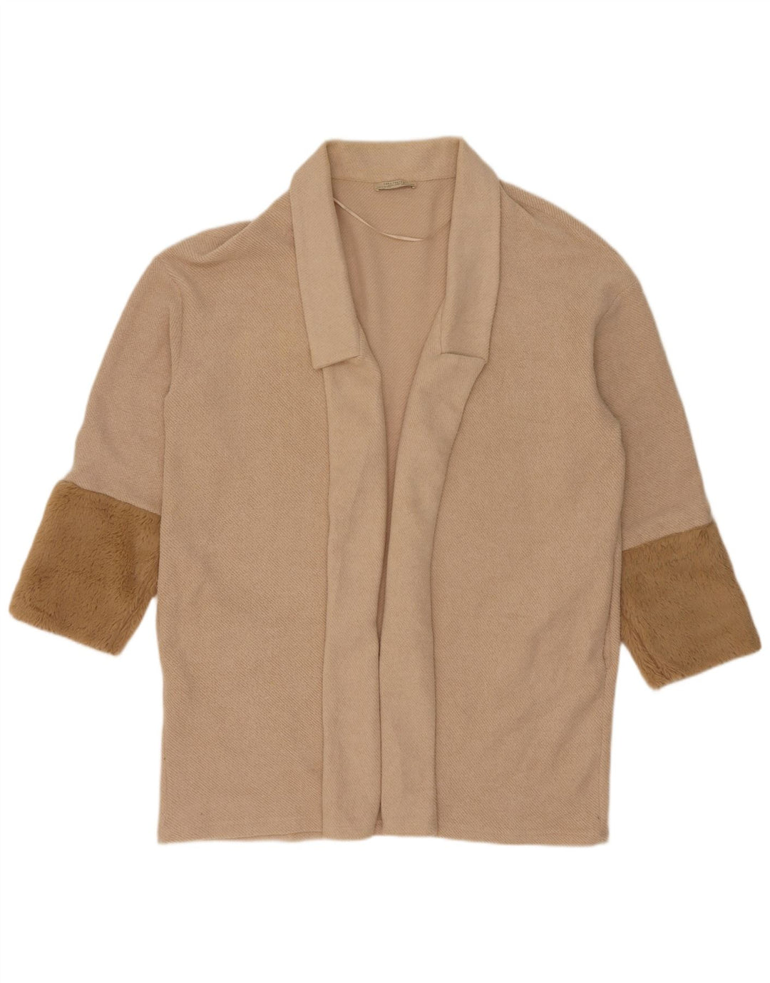 Zara Womens Oversized Longline Cardigan Sweater UK 14 Medium Beige