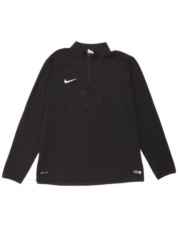Nike Mens Dri Fit Zip Neck Pullover Tracksuit Top 2XL Black Polyester