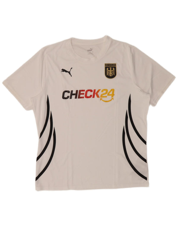 Puma Mens Deutshland Graphic T-Shirt Top XL White Striped Polyester