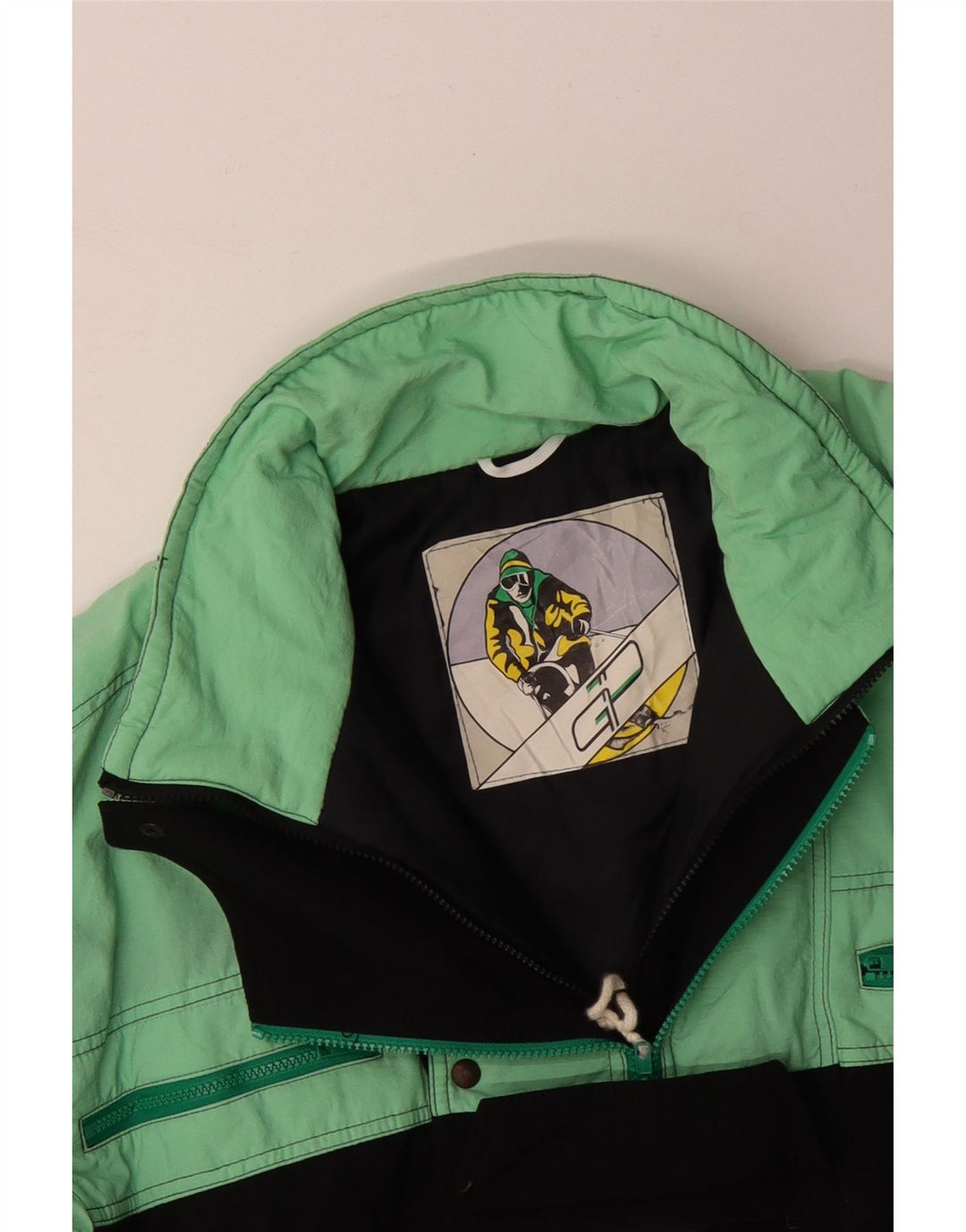 VINTAGE Mens Ski Jumpsuit Large  Turquoise Colourblock Polyamide