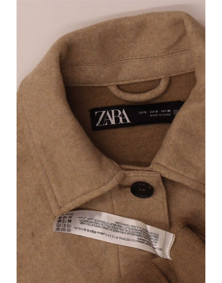 Zara Womens Shacket Oversized Jacket UK 10 Small Brown Polyester