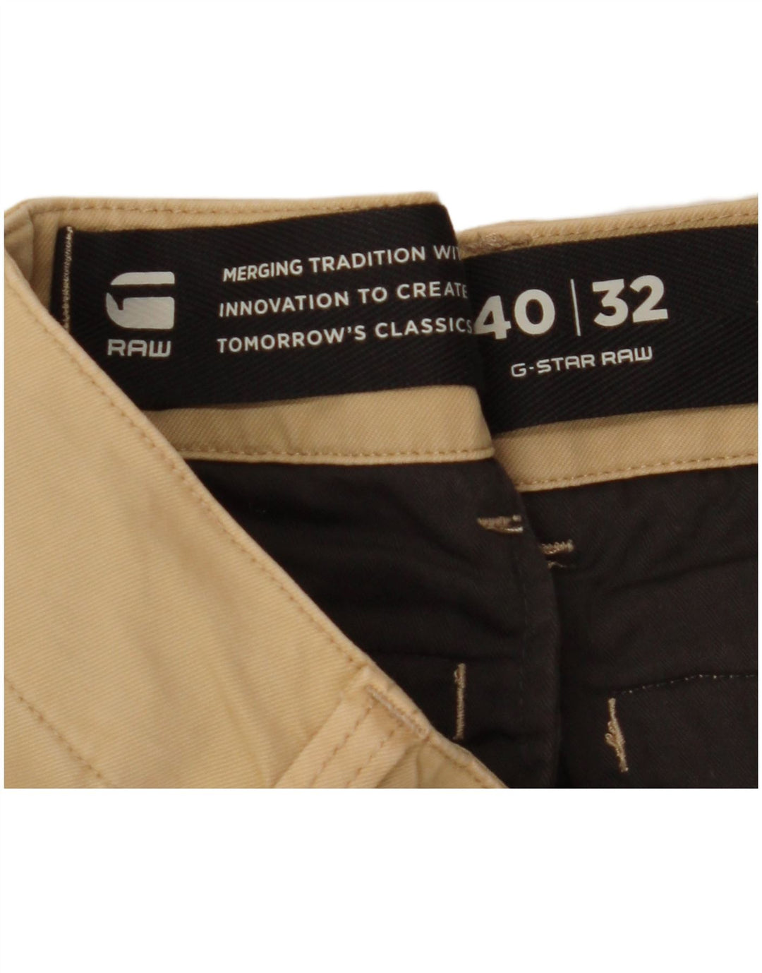 G-STAR Mens Straight Cargo Trousers W40 L32 Beige