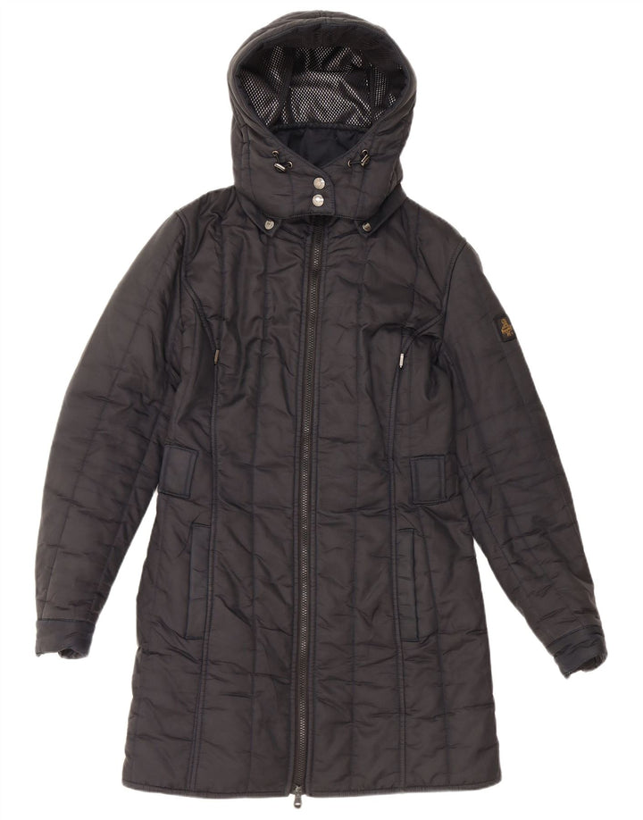 REFRIGIWEAR Womens Hooded Padded Coat UK 14 Medium Navy Blue Polyamide