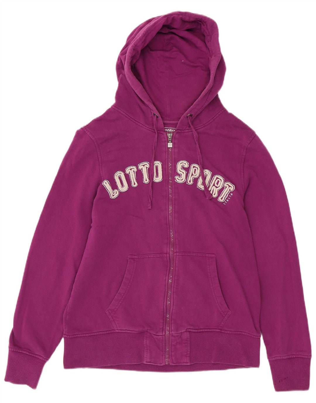 LOTTO Womens Oversized Graphic Zip Hoodie Sweater UK 10 Small Maroon