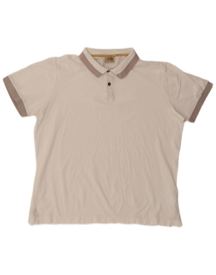 ALVIERO MARTINI Mens Polo Shirt 2XL White Cotton Vintage ALVIERO MARTINI and Second-Hand ALVIERO MARTINI from Messina Hembry 