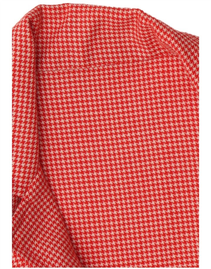 Vintage Womens Double Breasted Blazer Jacket UK 14 Medium Red Houndstooth