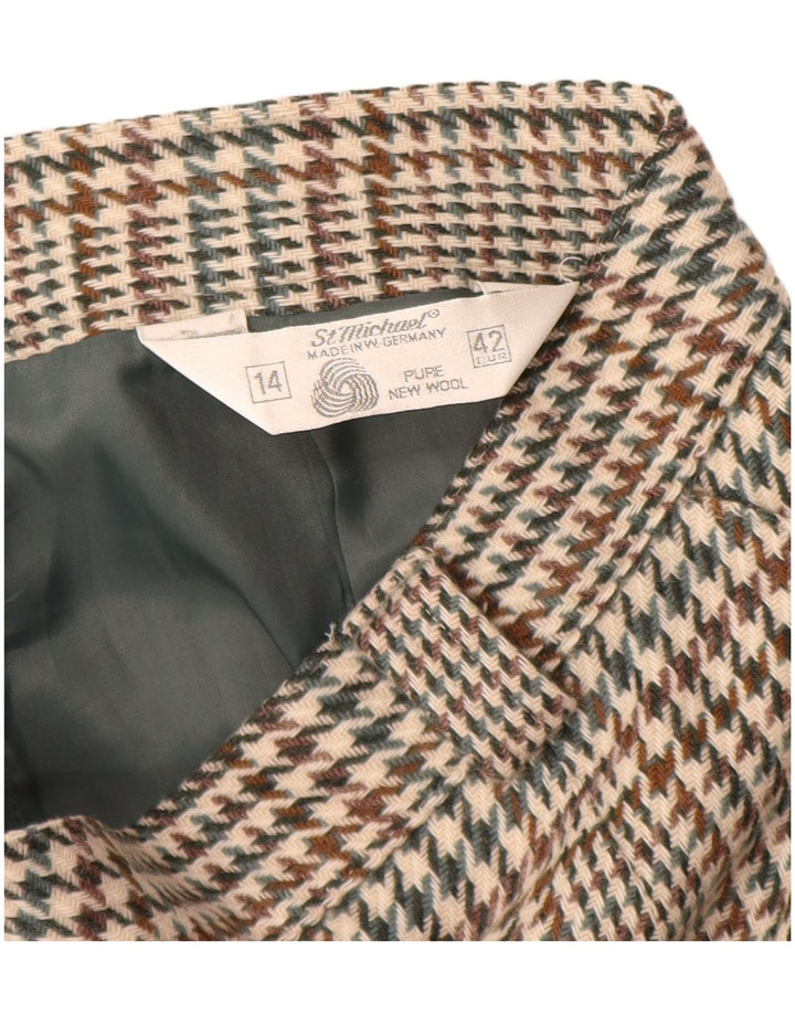 ST MICHAEL Womens Pencil Skirt UK 14 Large W28  Beige Houndstooth