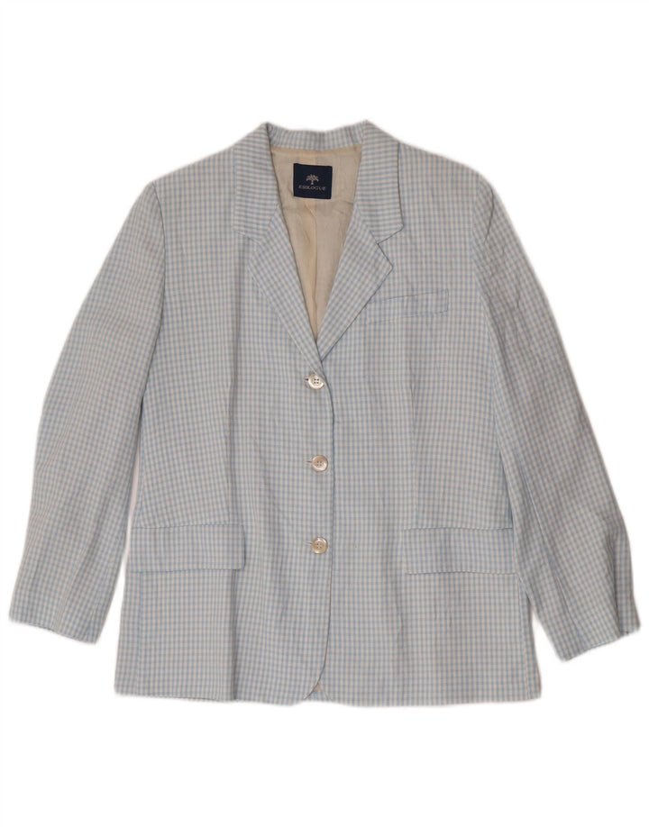 Vintage Womens 3 Button 2 Piece Set IT 46 Large Blue Gingham Viscose