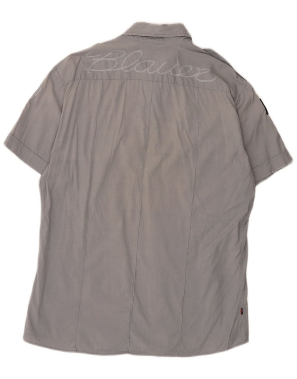 Blauer Mens Graphic Short Sleeve Shirt 2XL Grey Cotton