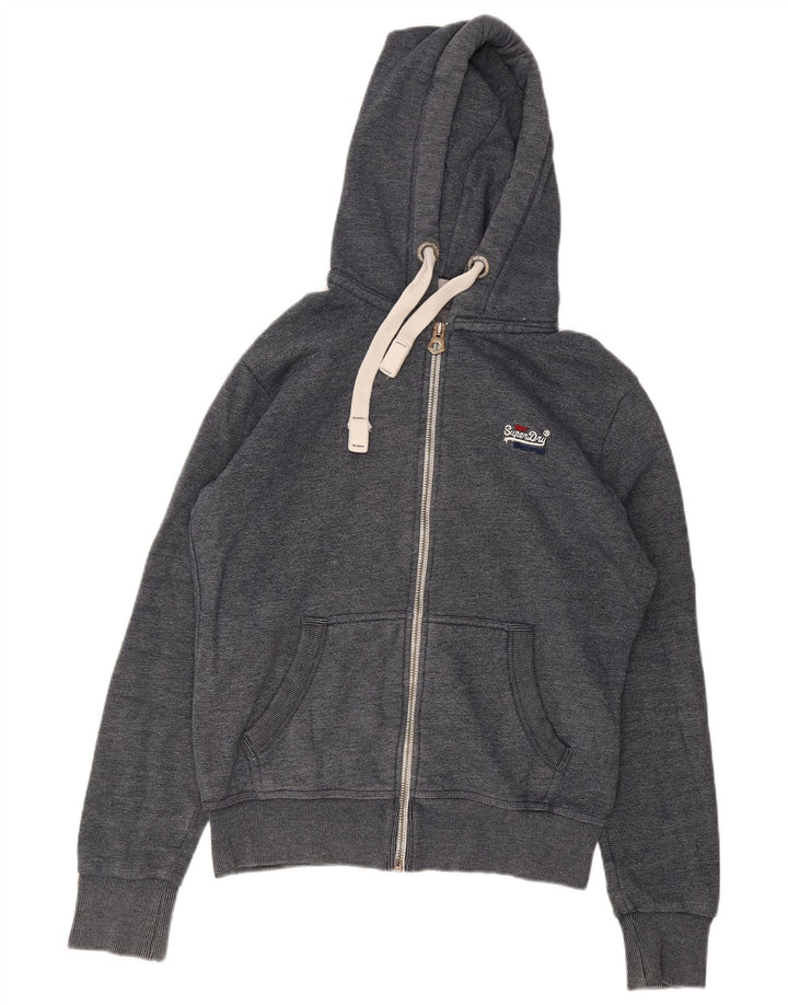 Superdry Mens Zip Hoodie Sweater Medium Grey Cotton