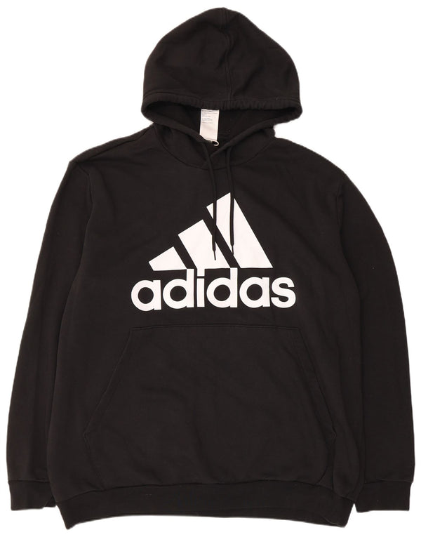 Adidas Mens Graphic Hoodie Jumper 2XL Black Cotton
