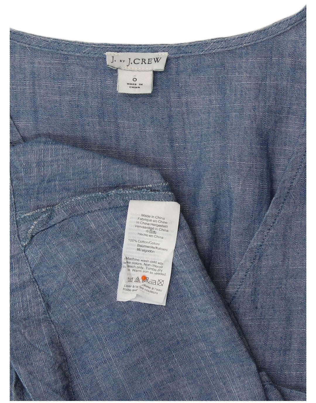 J. CREW Womens Blouse Top US 0 XS Blue Cotton