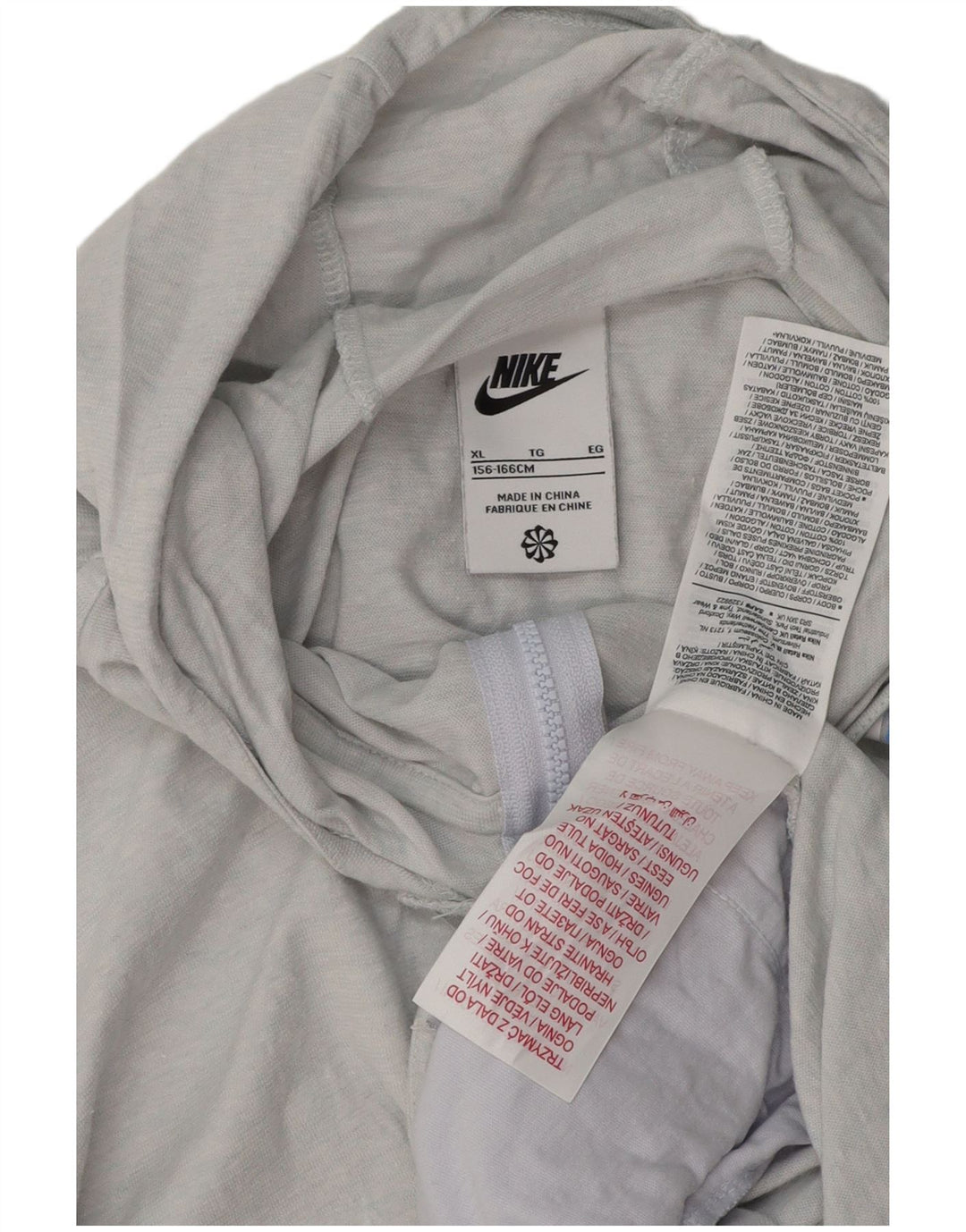 NIKE Girls Zip Hoodie Sweater 13-14 Years XL Grey Cotton