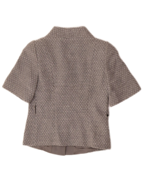 Benetton Womens Short Sleeve Bolero Jacket IT 38 XS Grey Flecked Acrylic
