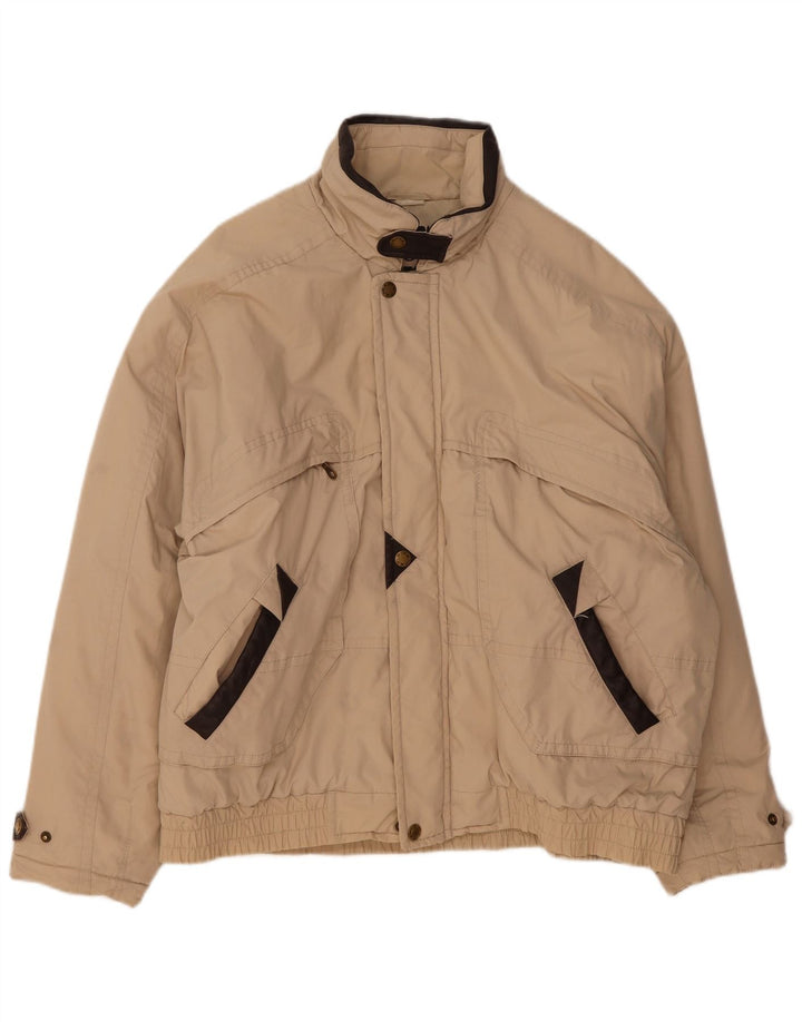 VINTAGE Mens Bomber Jacket UK 42 XL Beige Polyester