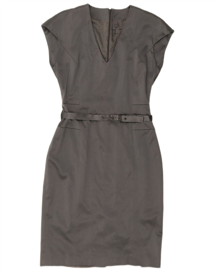 CALVIN KLEIN Womens Sheath Dress UK 10 Small  Grey Polyester