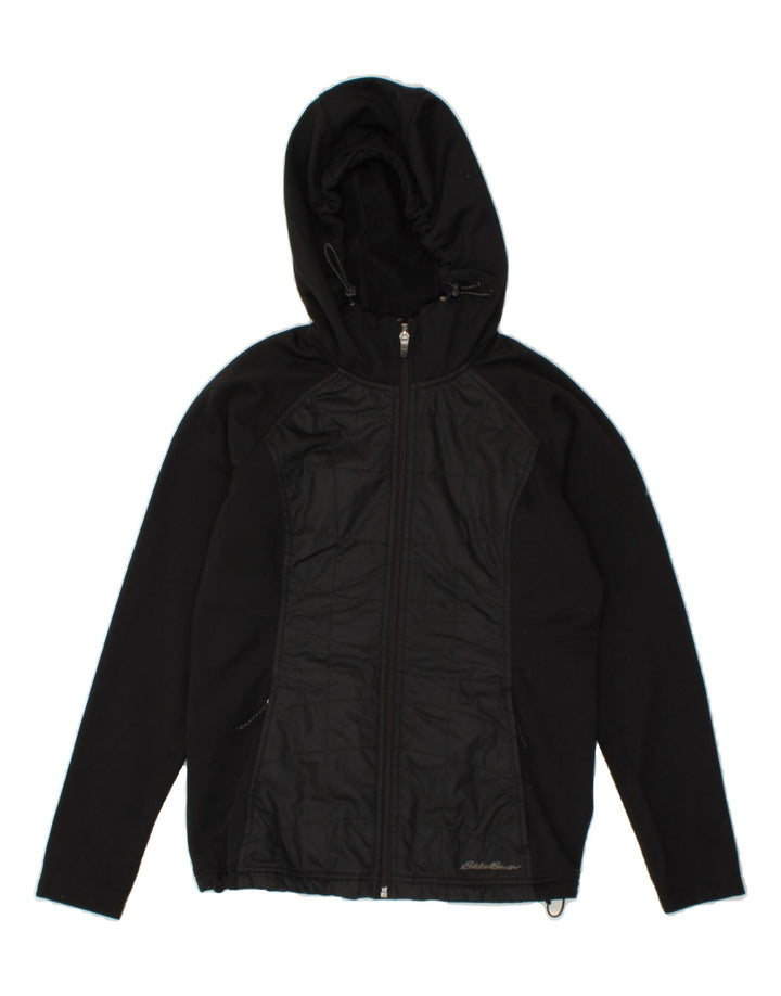 EDDIE BAUER Womens Hooded Bomber Jacket UK 14 Medium Black Polyester Vintage Eddie Bauer and Second-Hand Eddie Bauer from Messina Hembry 
