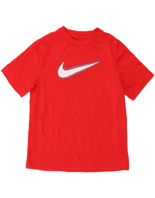 Nike Boys Dri Fit Graphic T-Shirt Top 10-11 Years Medium Red Polyester