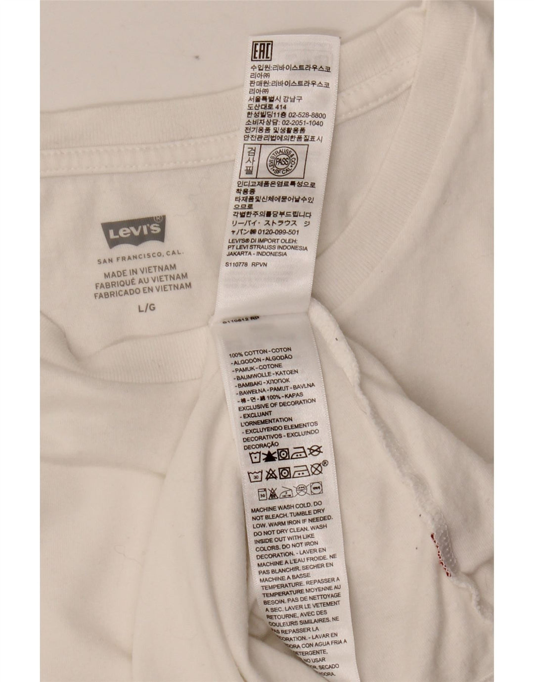 LEVI'S Womens T-Shirt Top UK 14 Large White Cotton