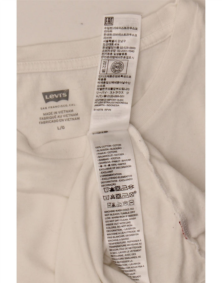 LEVI'S Womens T-Shirt Top UK 14 Large White Cotton