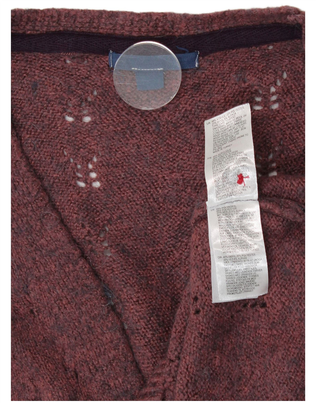 White Stuff Womens Loose Fit Cardigan Sweater UK 14 Medium Maroon Acrylic