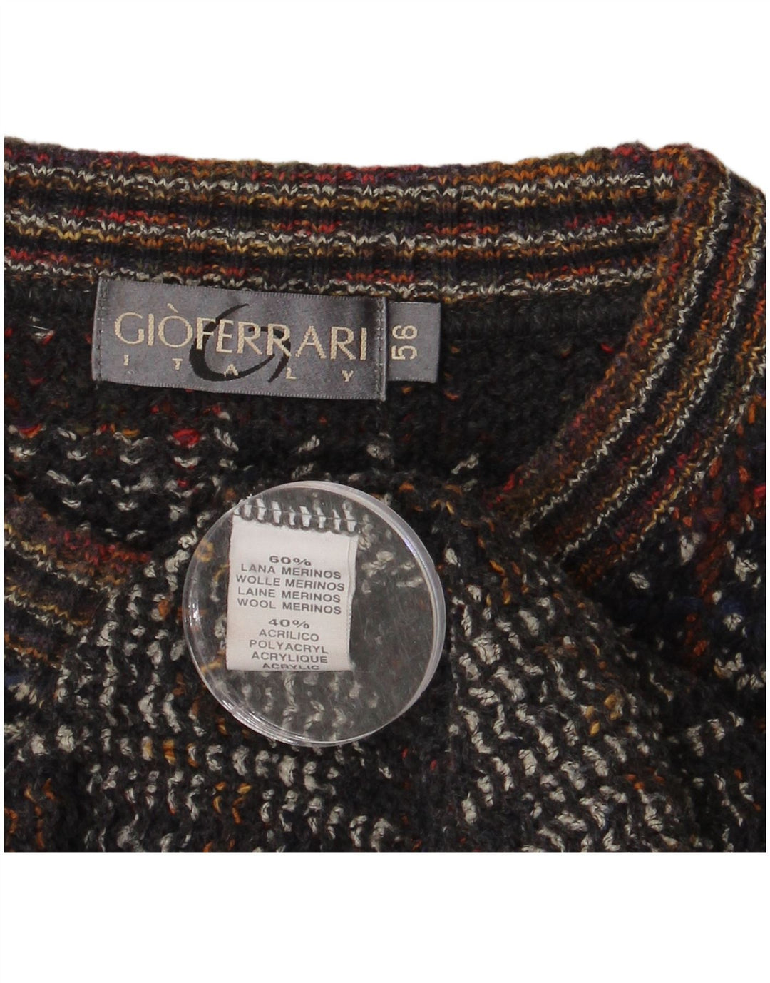 gio ferrari Mens Boat Neck Jumper Sweater IT 56 XL Multicoloured Check Wool