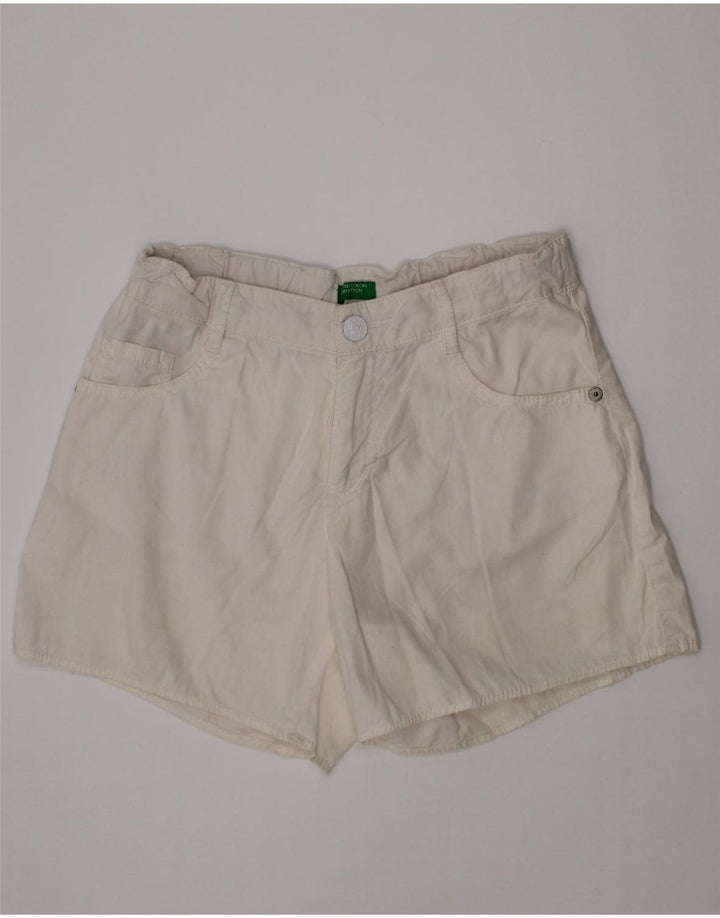 BENETTON Girls Casual Shorts 10-11 Years XL W24  White Cotton
