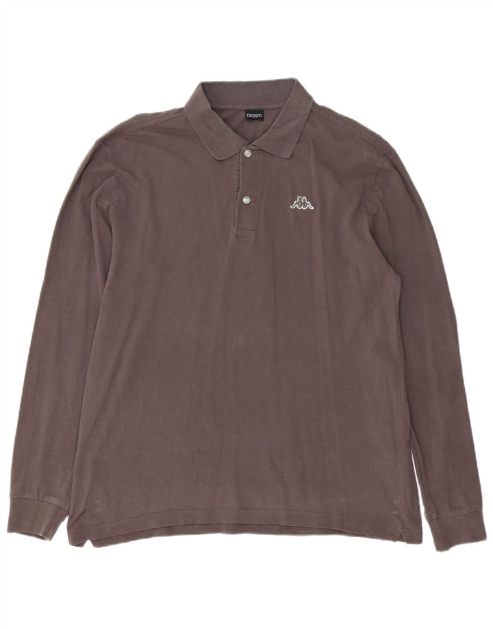 Kappa Mens Long Sleeve Polo Shirt Large Grey Cotton