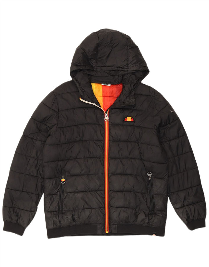 Ellesse Boys Graphic Hooded Padded Jacket 15-16 Years Black Polyester