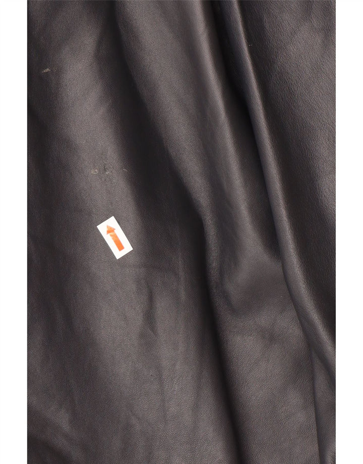 Vintage Womens Oversized Leather Coat IT 44 Medium Black Leather Classic