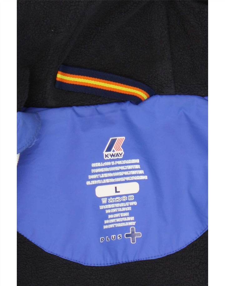K-Way Mens Hooded Windbreaker Jacket UK 40 Large Blue Polyamide