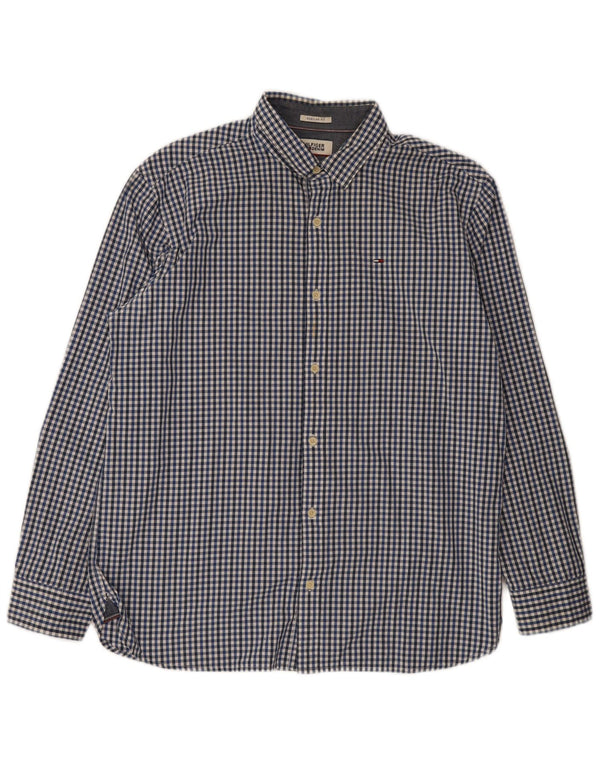 Tommy Hilfiger Mens Regular Fit Shirt XL Blue Gingham Cotton