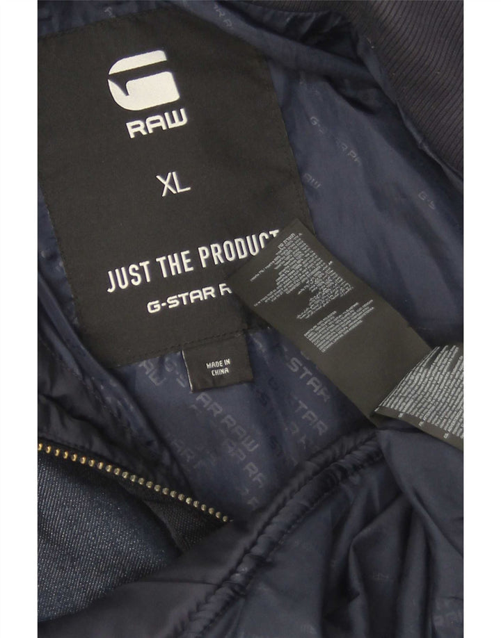 G-Star Mens Quilted Jacket UK 42 XL Navy Blue Polyester
