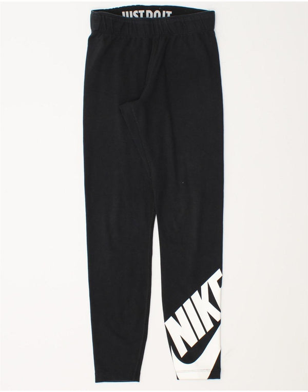Nike Womens Graphic Leggings UK 6 XS  Black Cotton